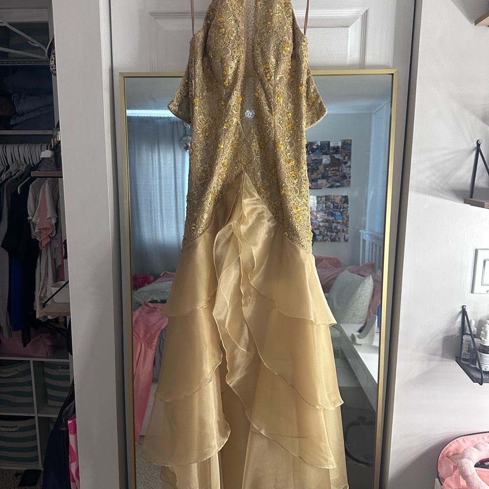 Elegant Gold and Cream Gown